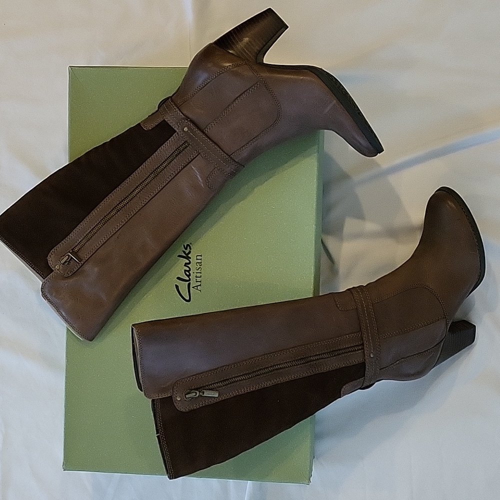 Clarks Artisan boots, knee-high, brown